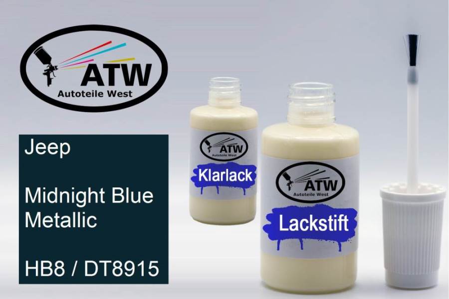 Jeep, Midnight Blue Metallic, HB8 / DT8915: 20ml Lackstift + 20ml Klarlack - Set, von ATW Autoteile West.